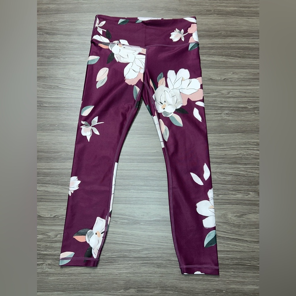 Athleta Floral Leggings - Purple and White